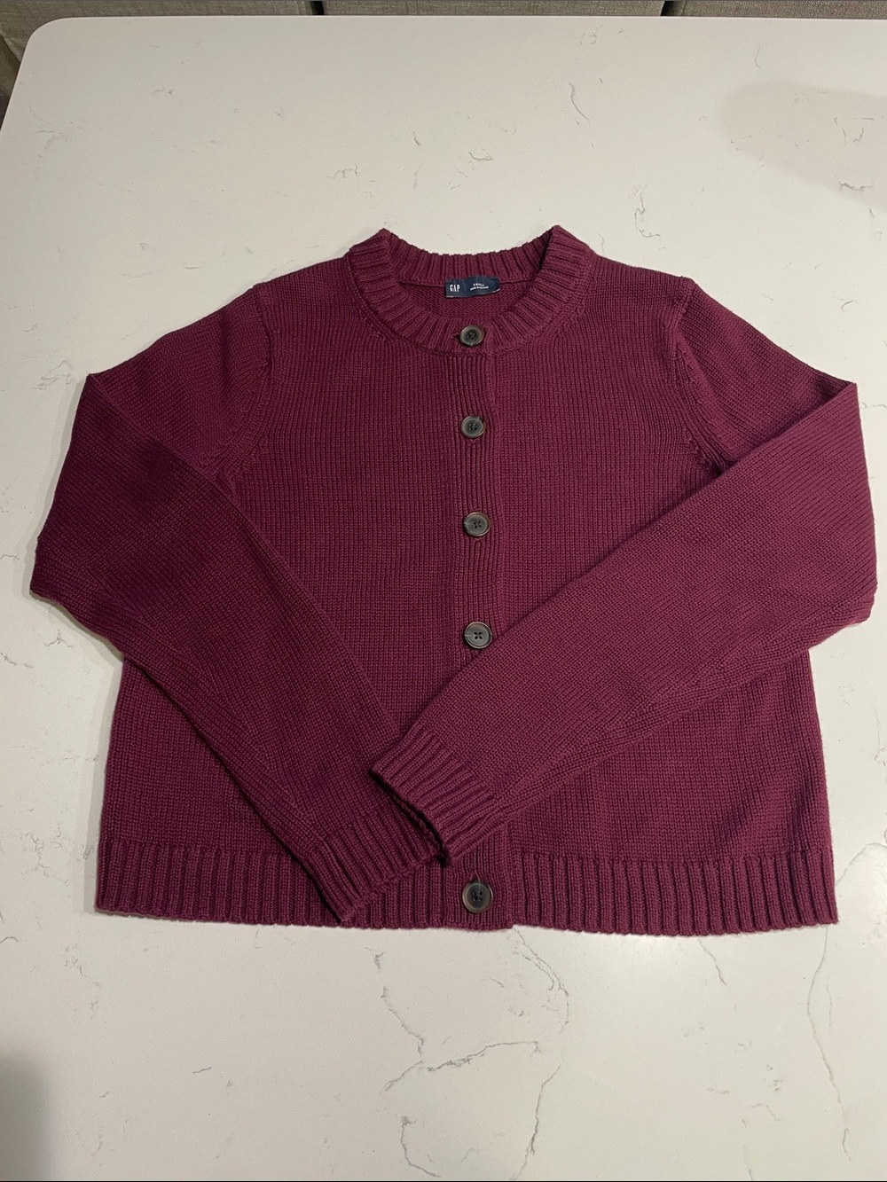 GAP Women's Button-Front Cardigan Sweater - Berry Plum